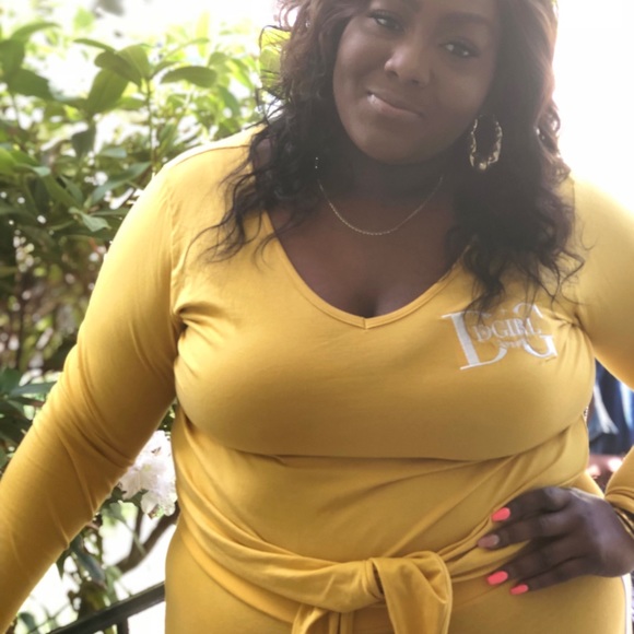 DGirl Yellow Embroidered Tied Shirt - Picture 2 of 2